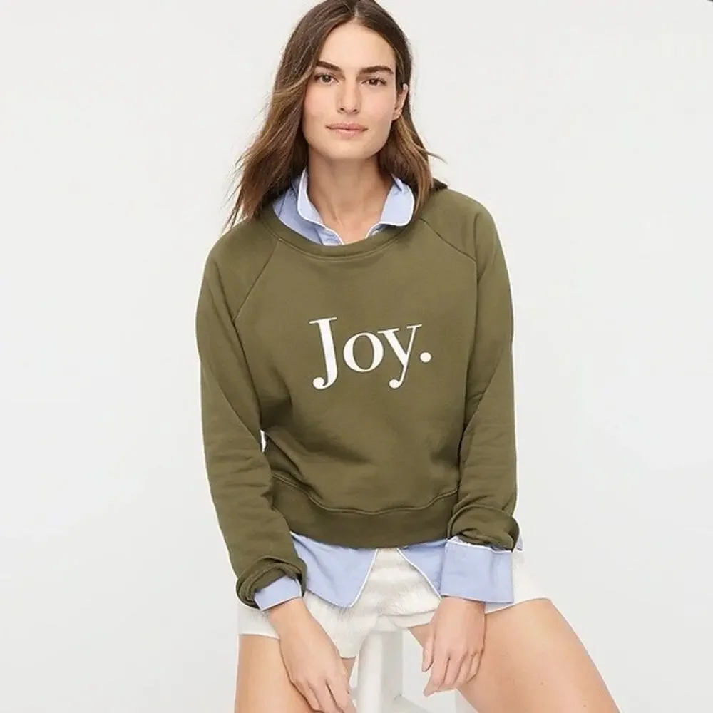 J. Crew Sweatshirt Women's Large Olive Green Joy Original Cotton Terry AU339